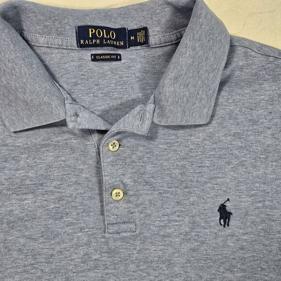 Polo Ralph Lauren Classic Fit Iconic Men's Medium 100% Cotton Heather Blue - Picture 2 of 9
